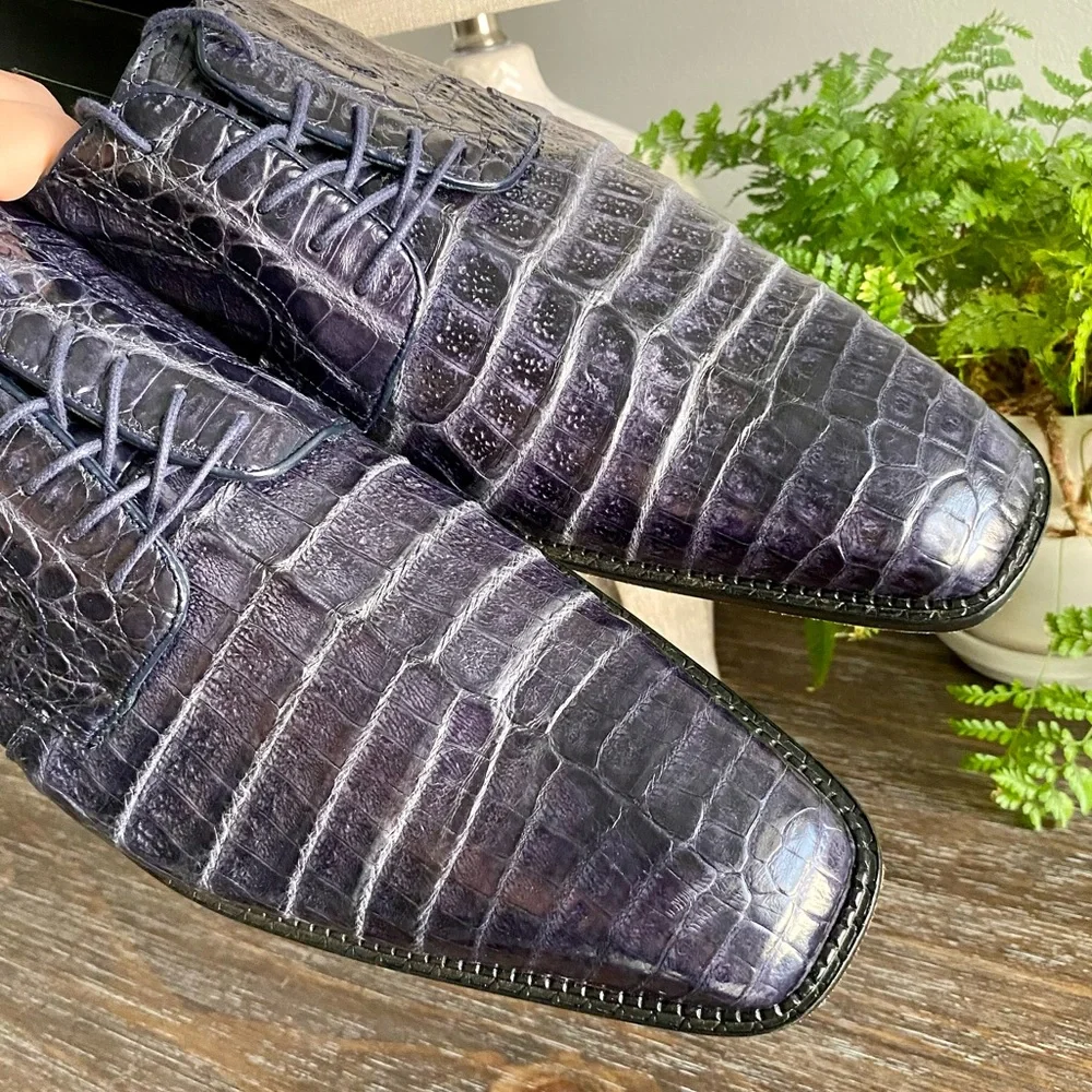 BOUCHON Mens Crocodile Oxford Lace Up Dress Shoe Genuine Crocodile 14 2E